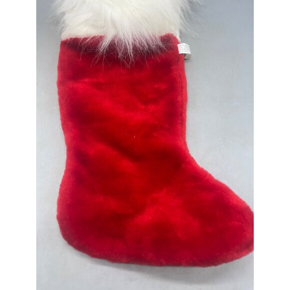 Christmas Santa Claus Stocking 3D Plush face red white 23" soft READ - Picture 2 of 9